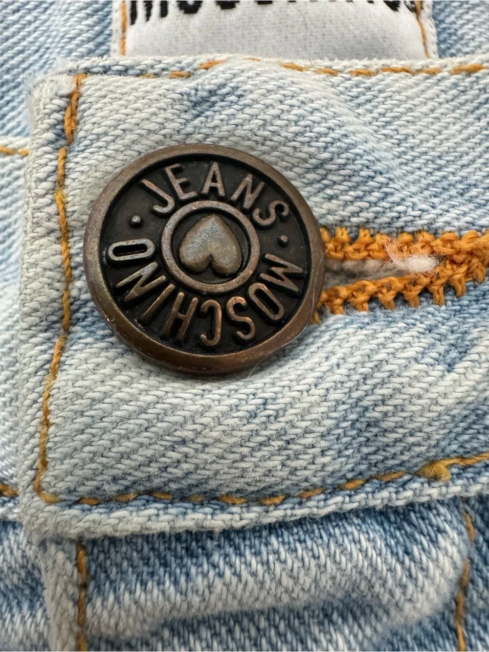 Vintage Moschino Jeans Italy Size 29 Light Wash Straight Leg Heart Peace Y2K 90s
